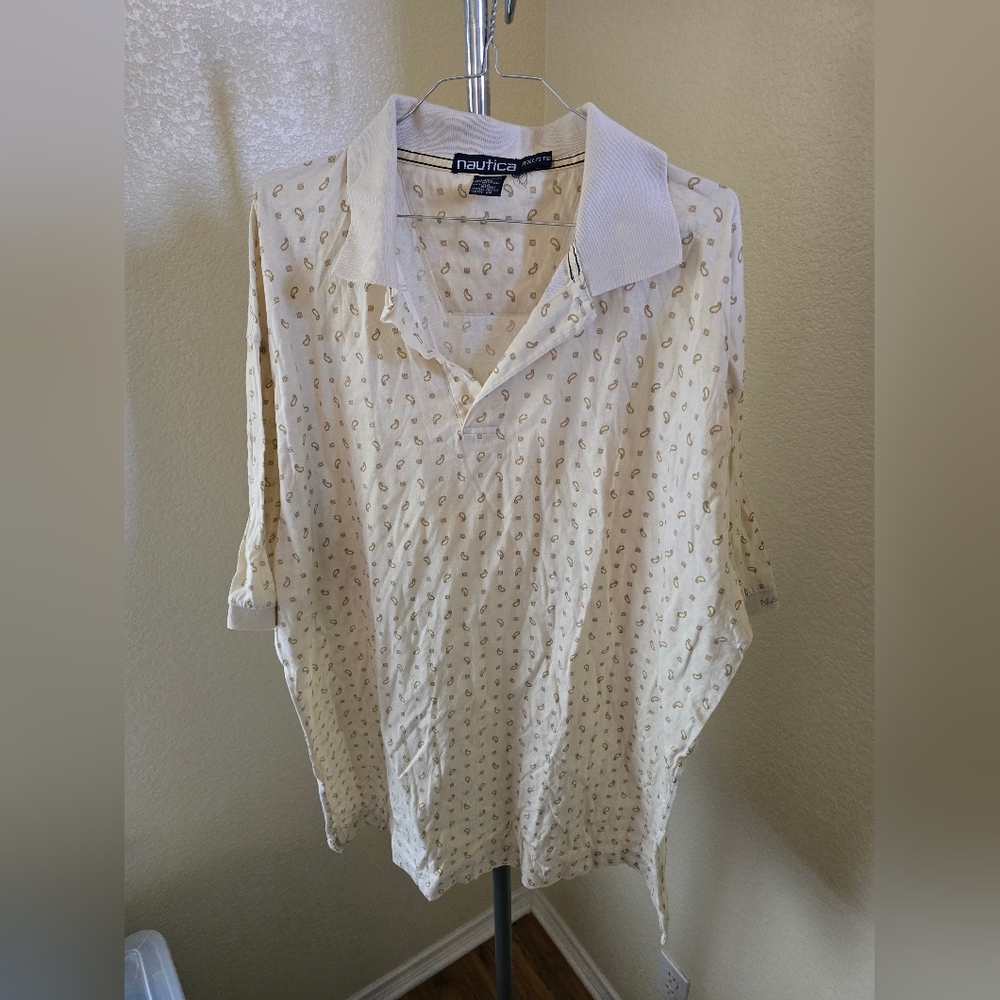 Nautica Patterned Short Sleeve Polo Shirt